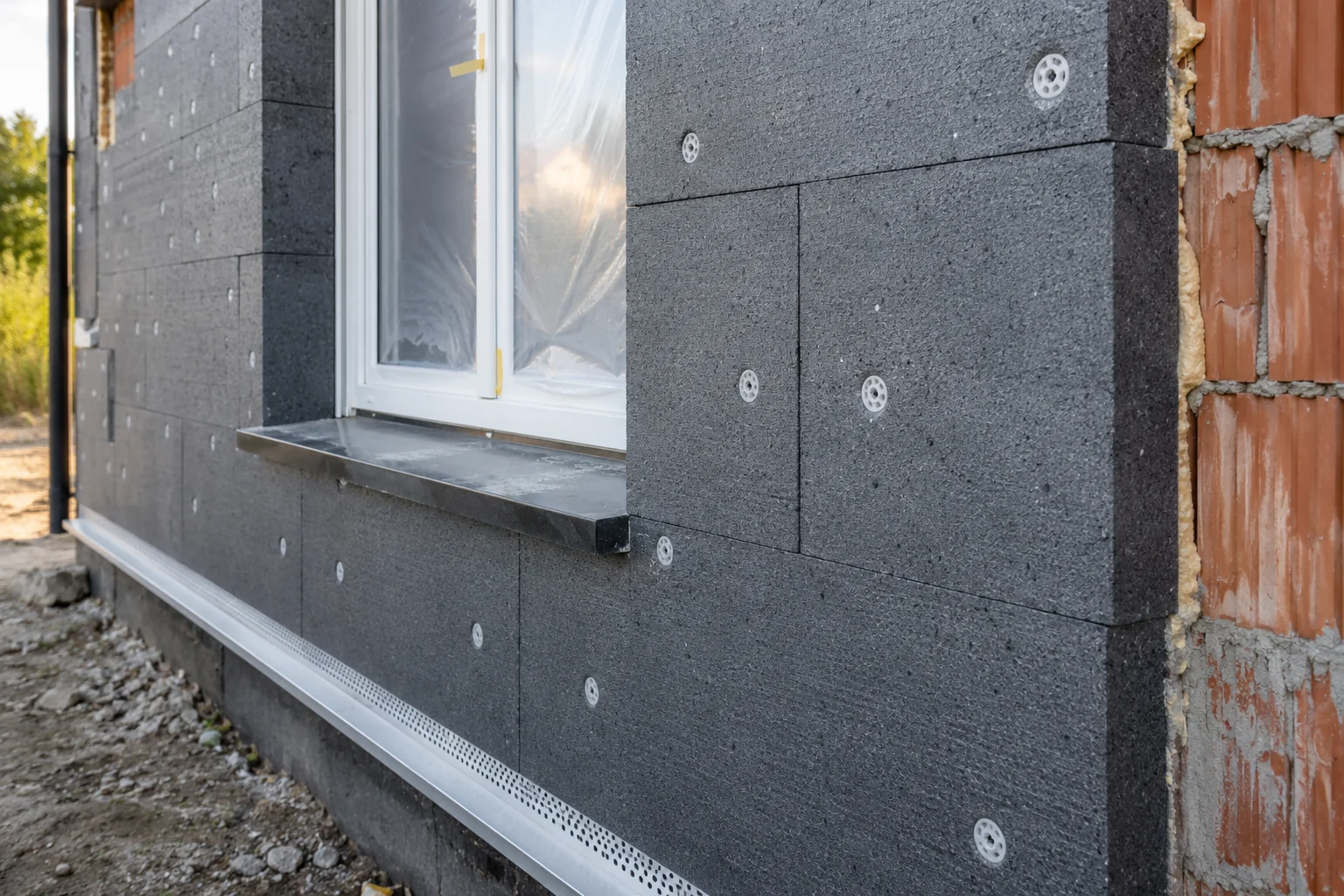 Gevelisolatie met EPS-platen aan de buitenmuur
